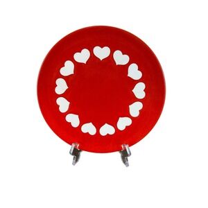 VTG Waechtersbach 1970s Western Germany Earthenware Red Heart 7 3/4" Salad Plate